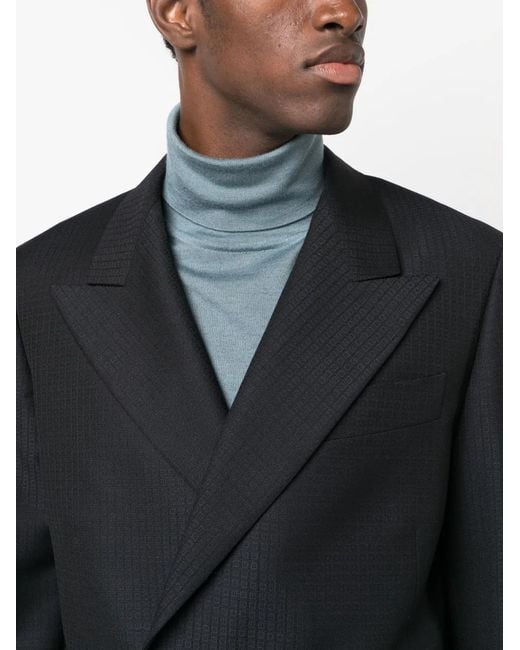 Lanvin Black Checked Double-Breasted Blazer for men