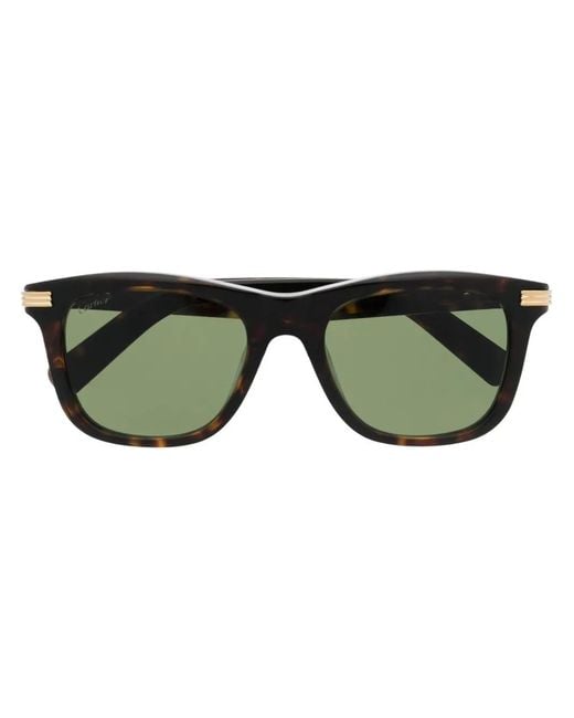 Cartier Green Tortoiseshell Square-Frame Sunglasses for men