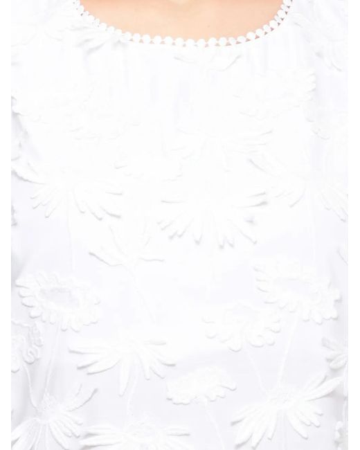 P.A.R.O.S.H. White Floral-Embroidered Sleeveless Mini Dress