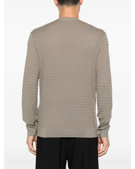 Emporio Armani Brown Textured Crew-Neck Sweater for men