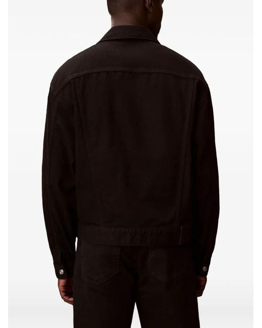 Calvin Klein Black Logo-Patch Denim Jacket for men