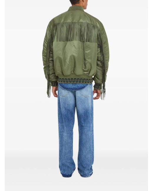 Alanui Green X Alpha Industries Fringe-Detailing Bomber Jacket for men