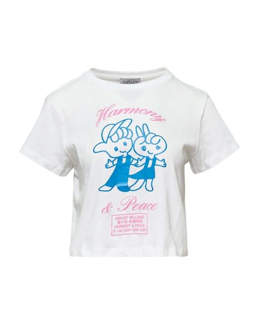 Ashley Williams White Harmony & Peace Crop Top