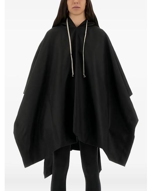 Rick Owens Black Concordians Drawstring Poncho