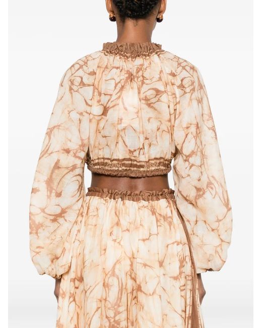 Zimmermann Pink Tie-Dye Cropped Blouse