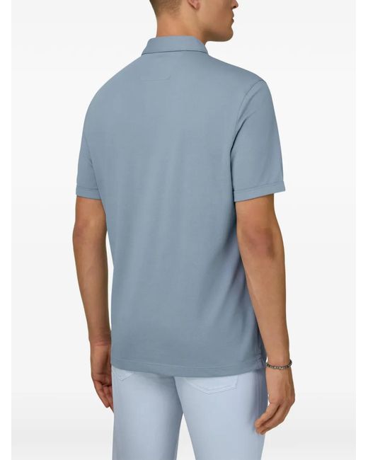 Boggi Blue High-Performance Piqué Polo Shirt With -Cafè Yarn for men