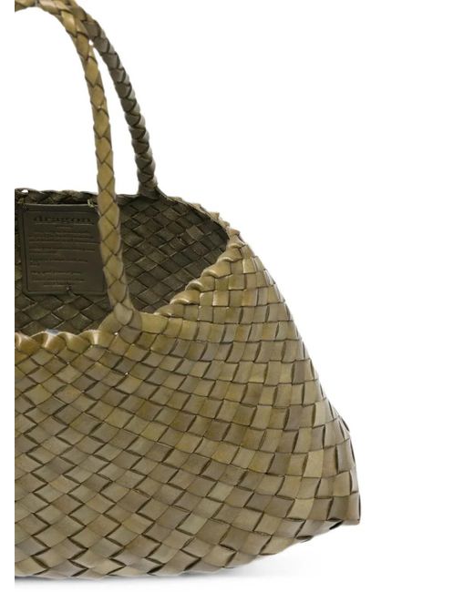 Dragon Diffusion Green Big Santa Croce Woven Leather Tote Bag