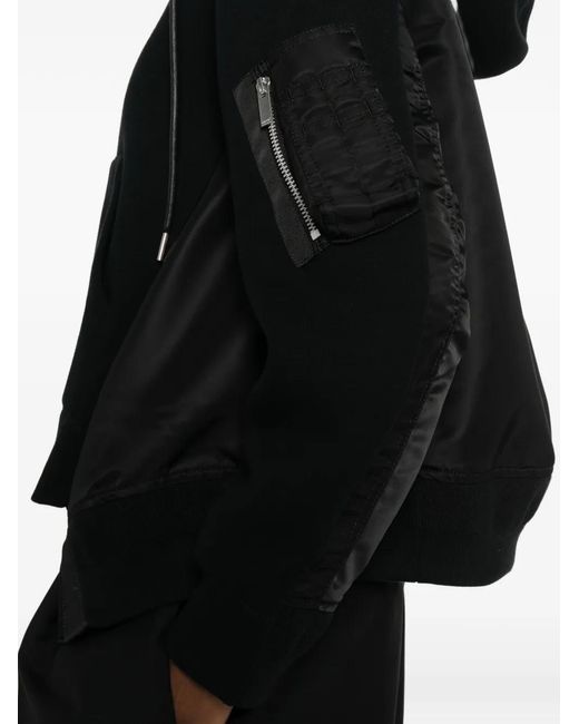 Sacai Black Hooded Zip-Up Jacket