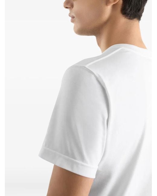Dolce & Gabbana White T-Shirt With Embroidery for men