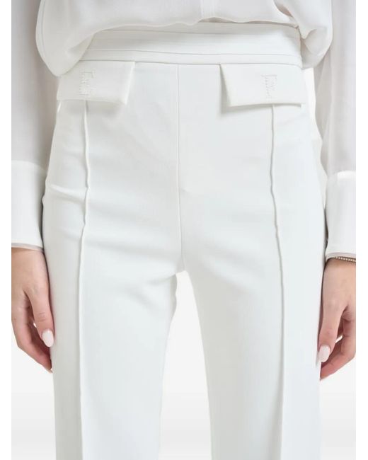 Elisabetta Franchi White Straight-Leg Trousers