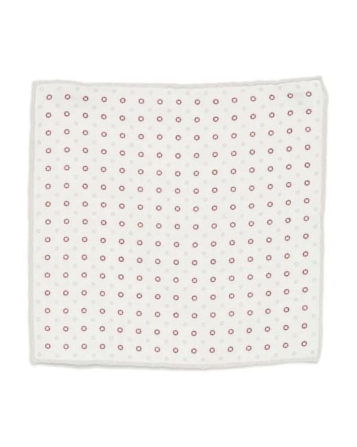 Eleventy White Printed Square Pocket for men