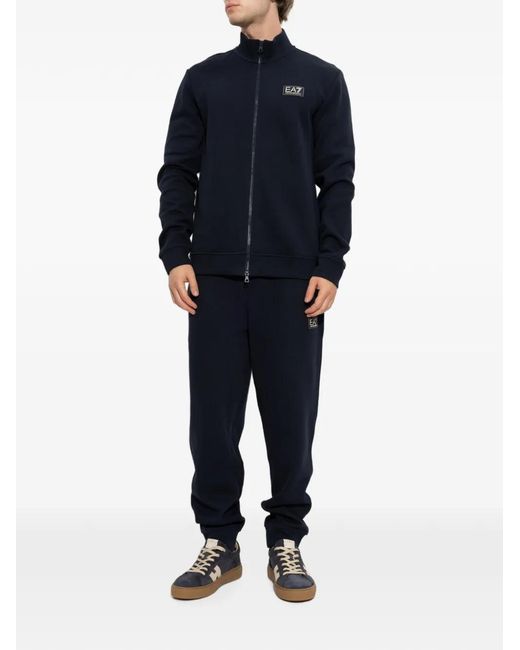 EA7 Blue Logo-Patch Tracksuit for men