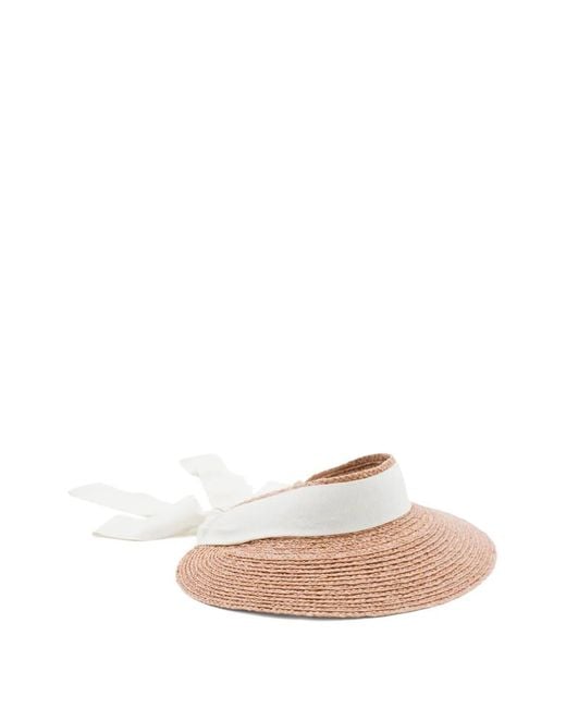 Helen Kaminski White Sabina Raffia Ribbon Visor