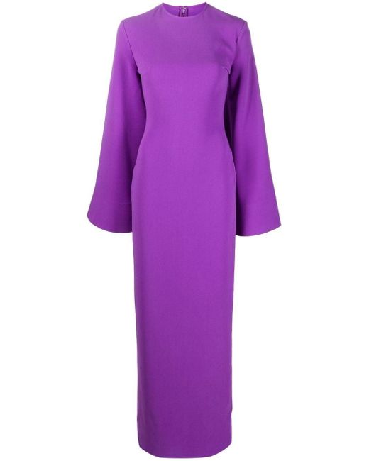 Solace London Purple Flared-Sleeve Maxi Dress