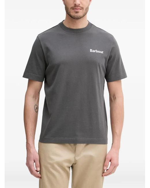 Barbour Gray Logo-Print T-Shirt for men