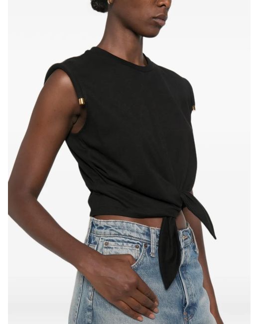 Elisabetta Franchi Black Knot-Detail Sleeveless T-Shirt