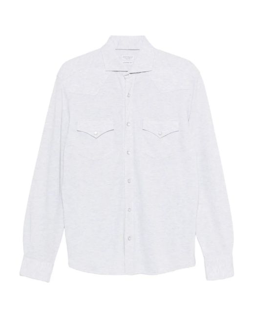 Brunello Cucinelli White Cotton Shirt for men