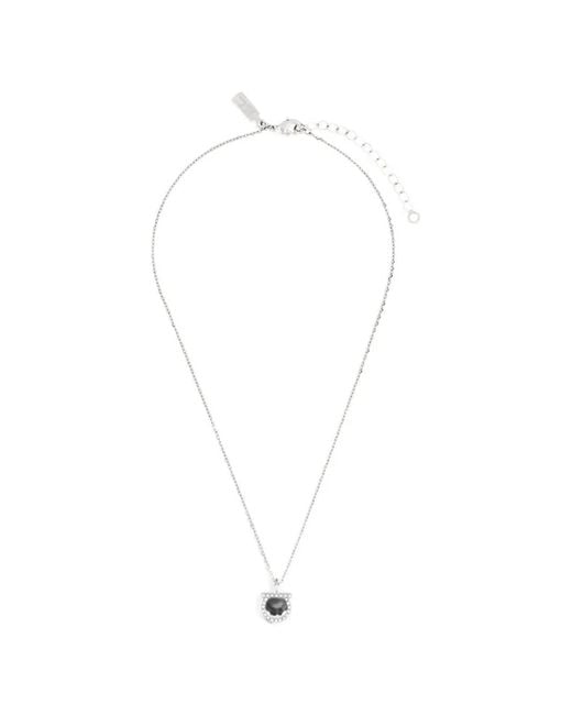 Ferragamo White Gancini Crystal-Embellished Necklace