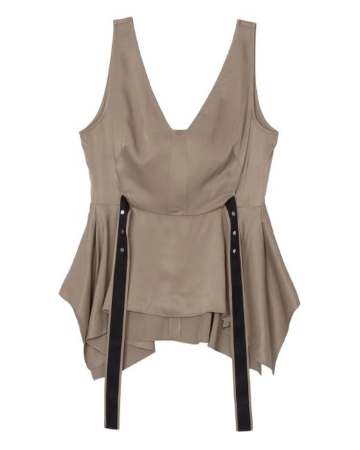 3.1 Phillip Lim Brown V-Neck Peplum Top