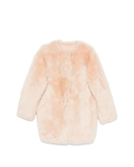 Liska White Shearling Round-Neck Jacket