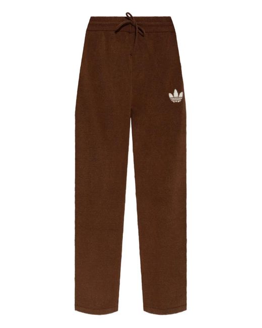 Adidas Brown Logo Drawstring Knit Trousers