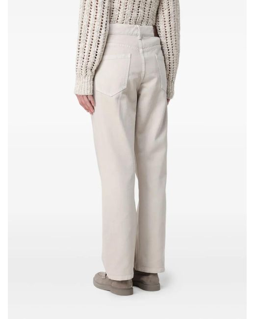 Pantaloni Con Applicazione Logo di Brunello Cucinelli in Natural