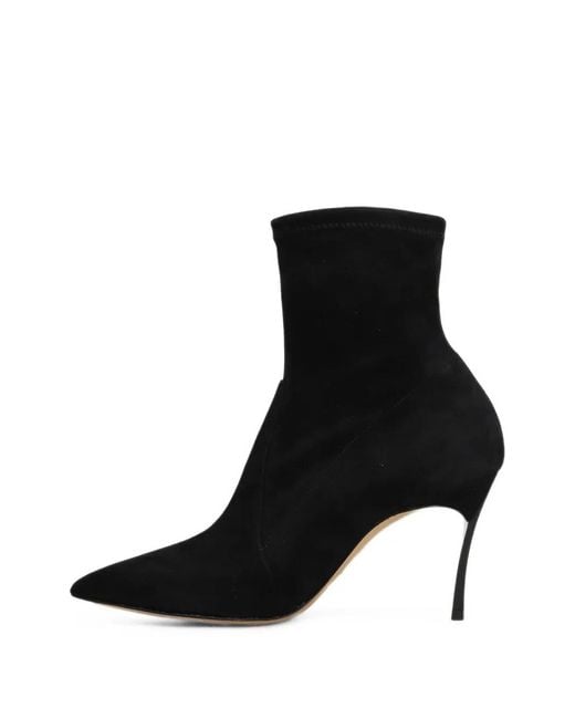 Casadei Black Pointed-Toe Ankle Boots