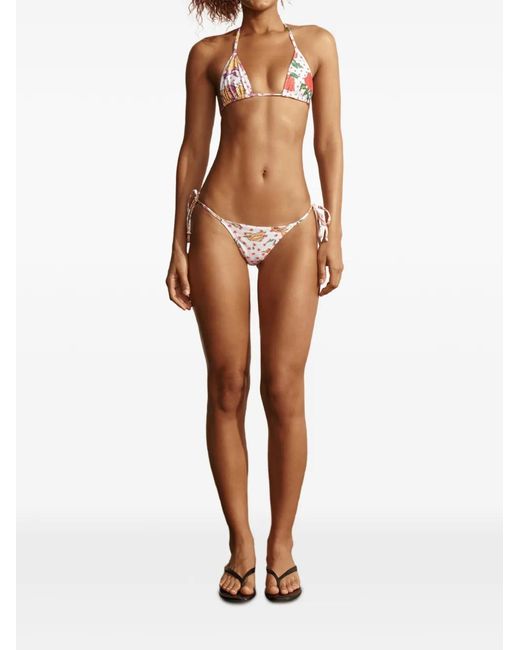 Donde Esteban Pink Bird-Print Side-Tie Bikini Bottoms