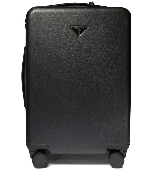 Prada Black Triangle-Logo Suitcase