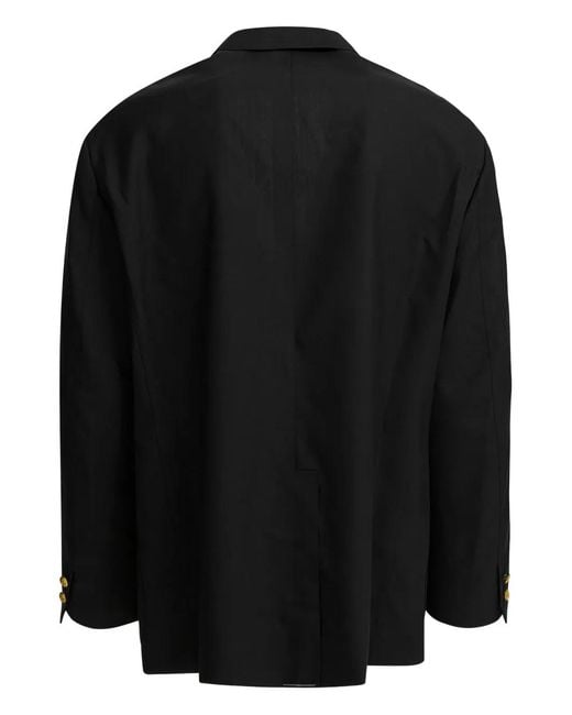 Beams Plus Black Paul Button-Up Patch-Pocket Blazer for men