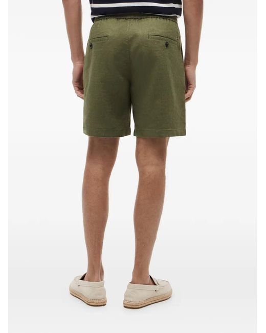 Tommy Hilfiger Green Dover Drawstring-Waist Linen Chino Shorts for men