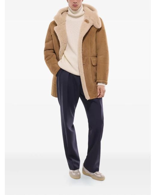 Fursac Natural Hooded Shearling Coat for men