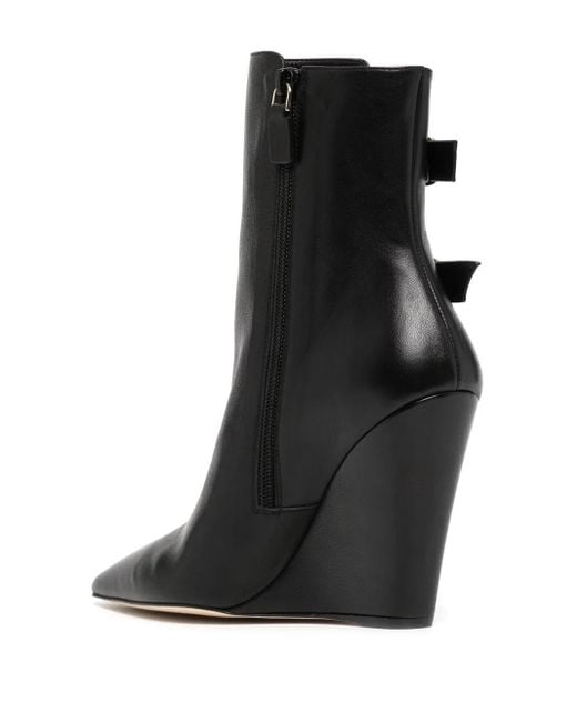 Stuart Weitzman Black Pointed-Toe 100Mm Wedge Boots