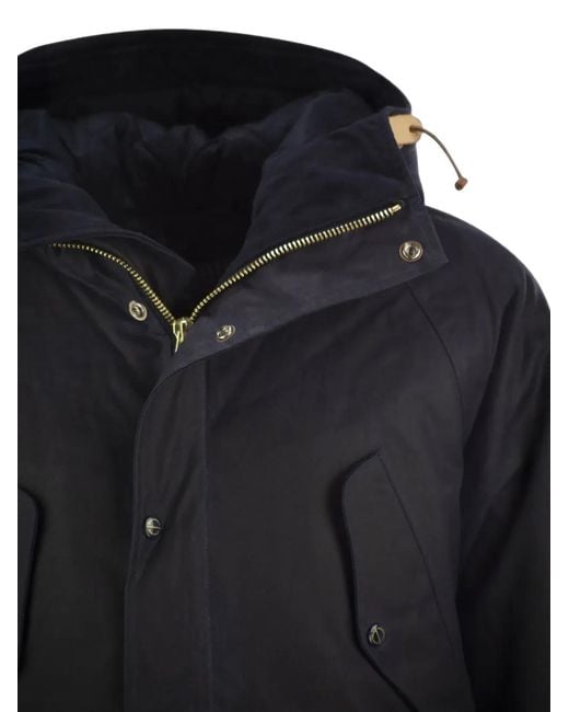 Ceccarelli Blue Paraffin-Coated Hooded Parka for men