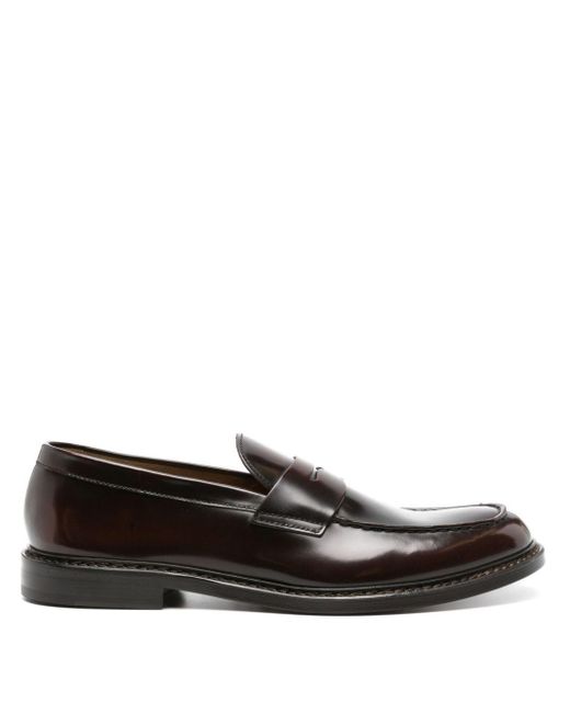Doucal's Black Penny-slot Leather Loafers for men