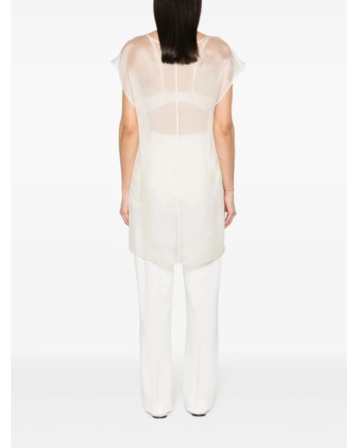 Fabiana Filippi White Semi-Sheer Silk Blouse