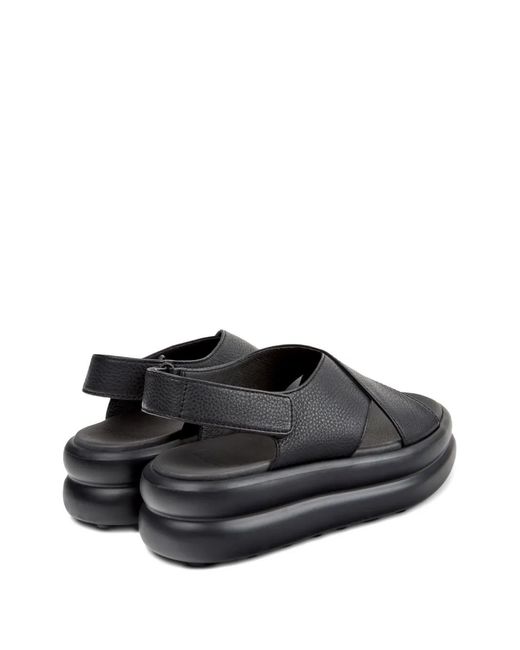 Camper Black Pelotas Flota Up Leather Sandals