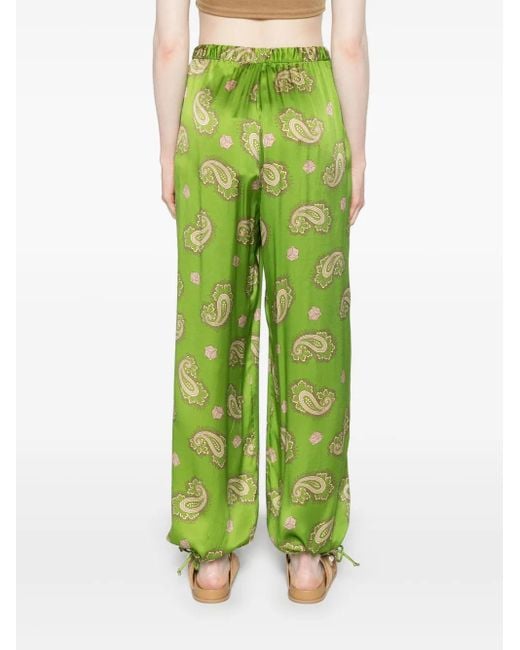 ALÉMAIS Green Dice Silk Pants