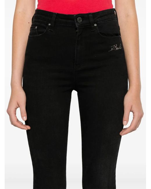 Karl Lagerfeld Black Skinny Jeans With Crystal Logo