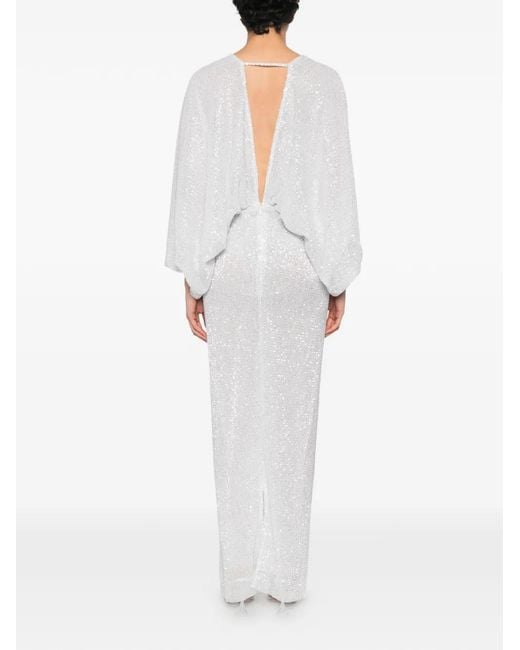 L'idée White Paradiso Sequin-Embellished Dress