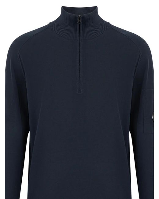 C P Company Blue Half-Zip Sweater for men