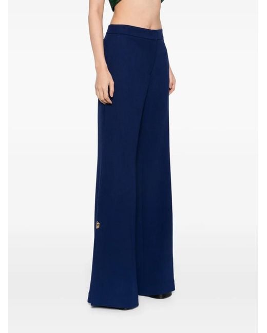 Elie Saab Blue Side Slit Flared Pants