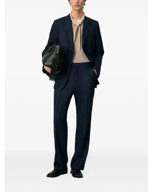 AMI Blue Single Breasted Wool Blazer for men