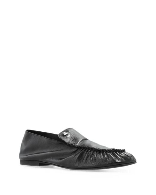Alohas Black Gabe Ruched Leather Loafers