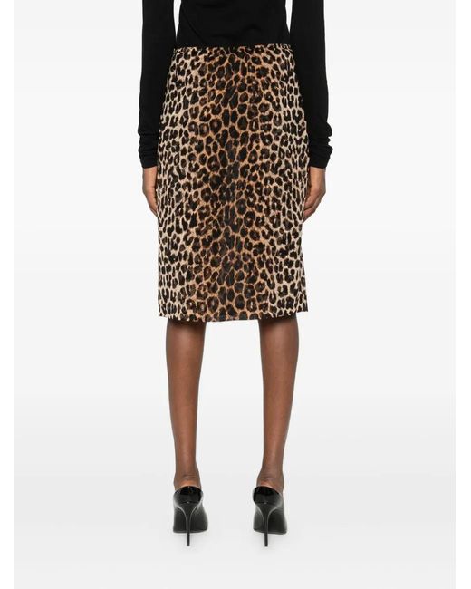 Saint Laurent Black Animal-Print Skirt