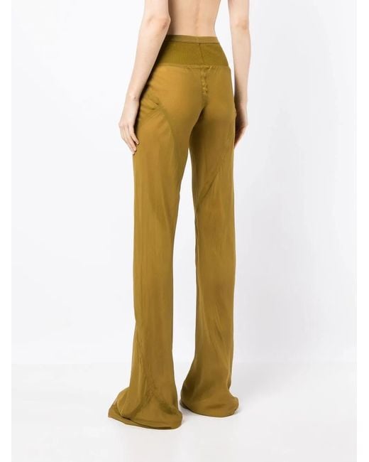 Rick Owens Yellow Sheer-Panelled Design Trousers