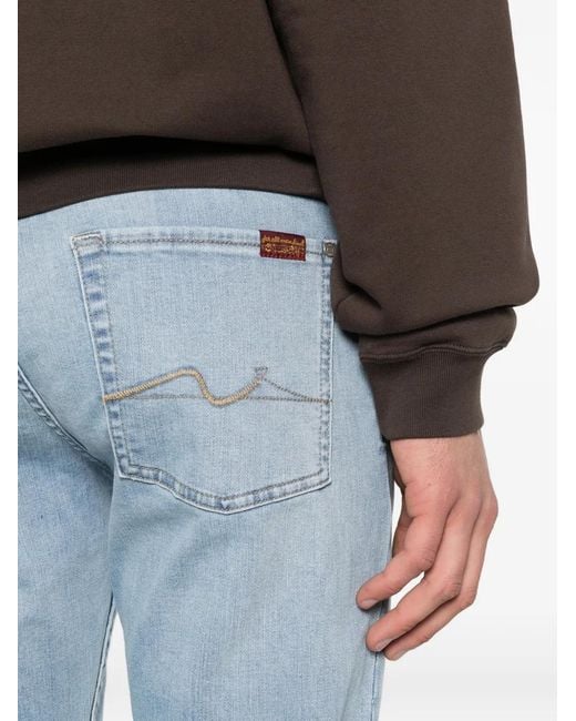 7 For All Mankind Blue Button-Fastening Jeans for men