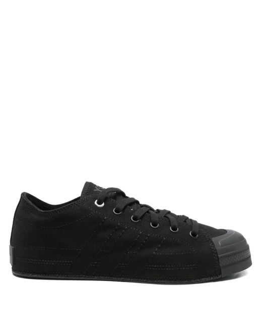 Y-3 Black Nizza Lo Three-Stripe Lace-Up Sneakers