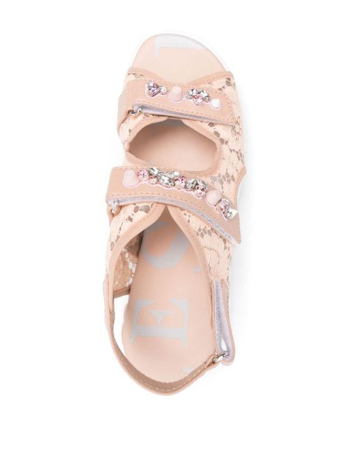 Le Silla Pink Gem-embellished Laced Sandals