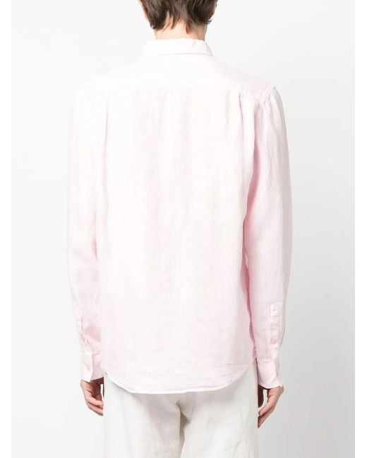 Vilebrequin Pink Caroubis Long-Sleeved Linen Shirt for men